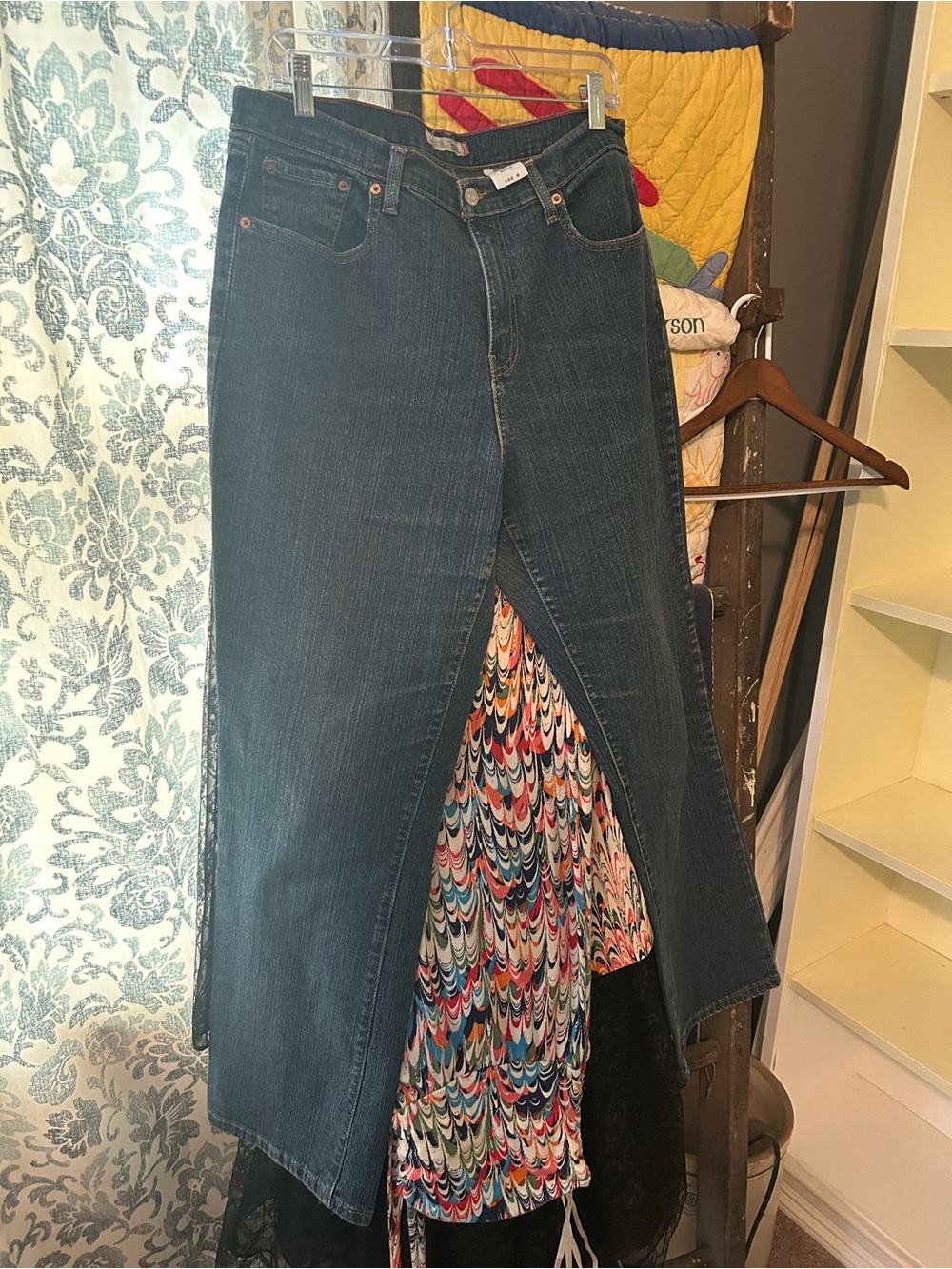 Levi's Dark Indigo Relaxed Boot Cut Jeans with Orange Stitching